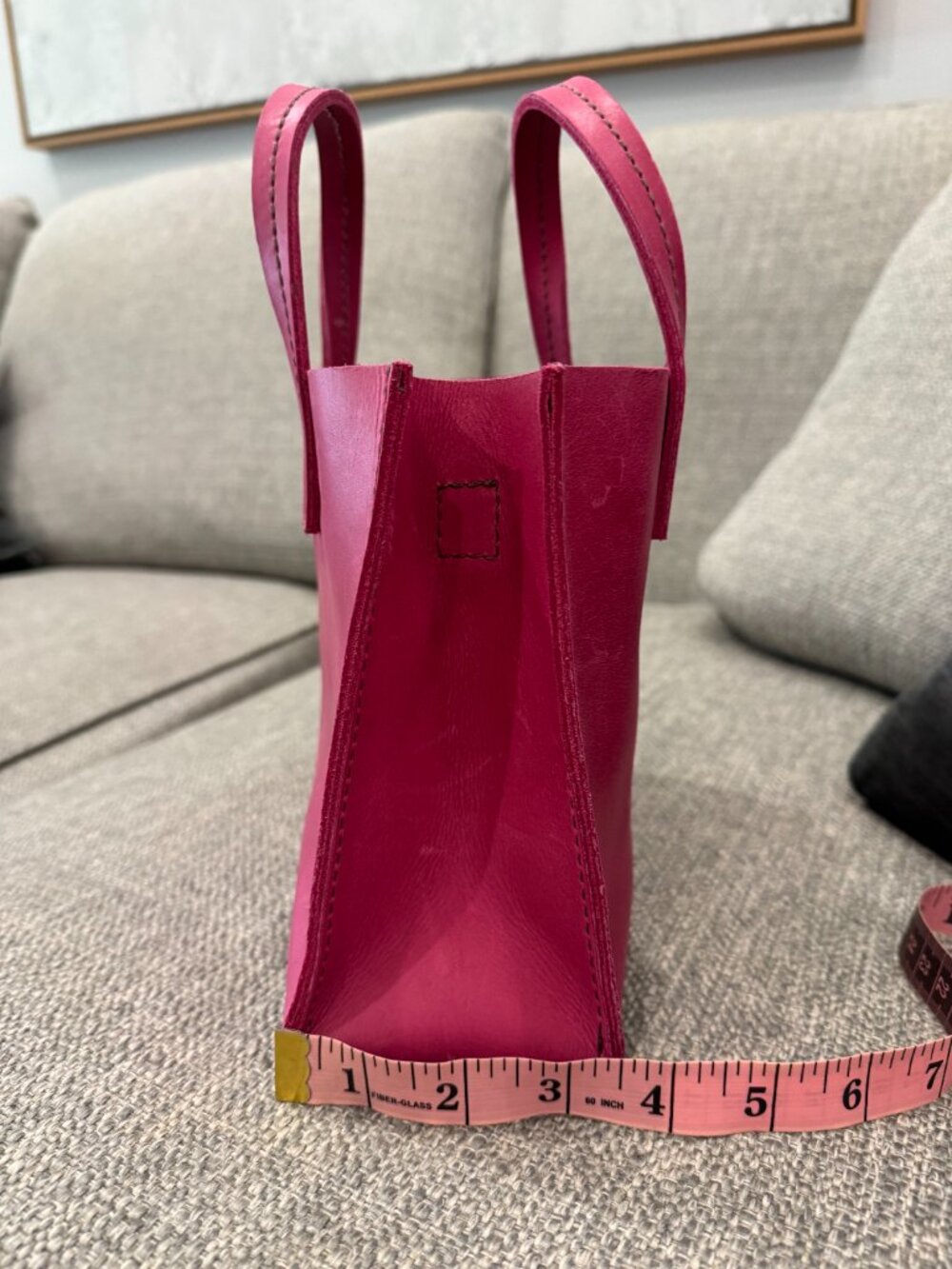 Parker Clay Avila Mini Tote Fuchsia Ethiopian Leather Quiet Luxury Handbag - Picture 6 of 12